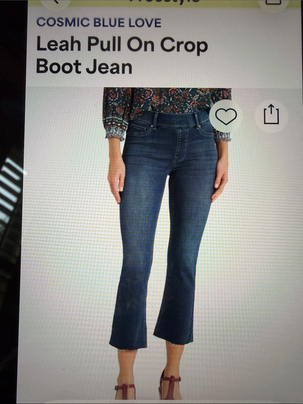 Freestyle Dark Blue Pull-On Crop Boot Jeans